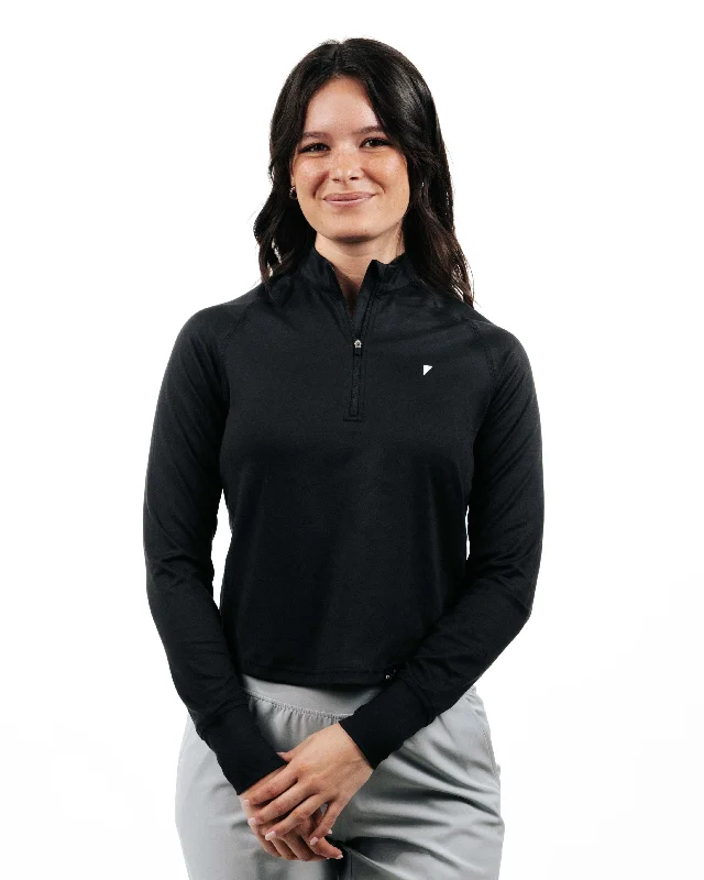 Women's Black Crop Quarterzip