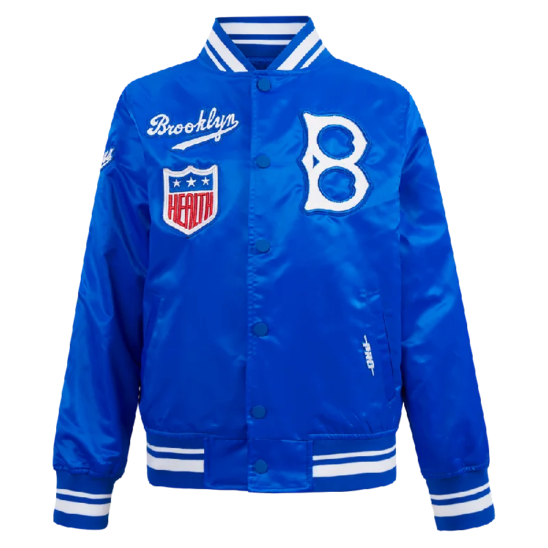 BROOKLYN DODGERS RETRO CLASSIC BIG BOYS RIB SATIN JACKET (ROYAL BLUE)