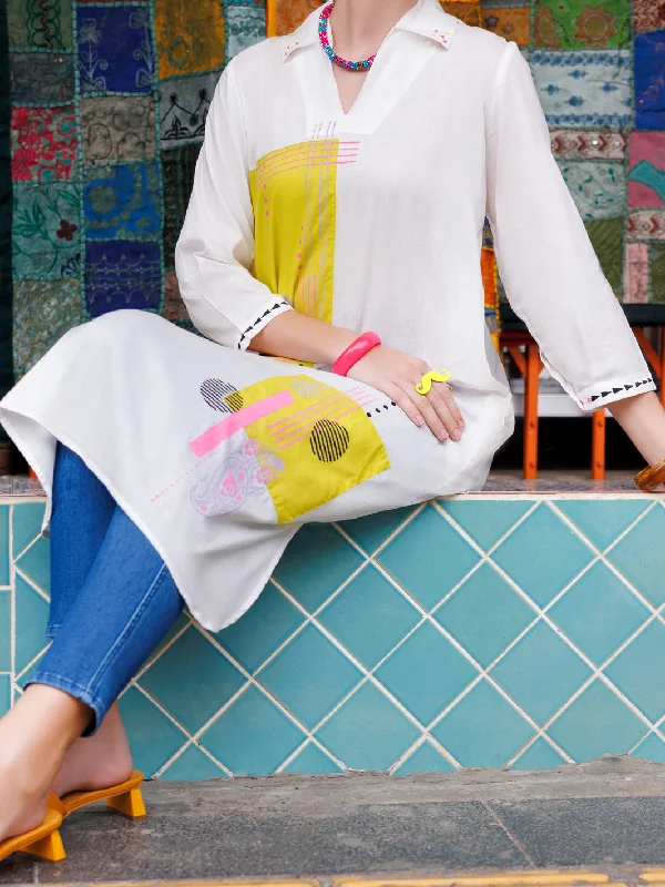 White Dyed Lawn Tunic - AL-LK-955