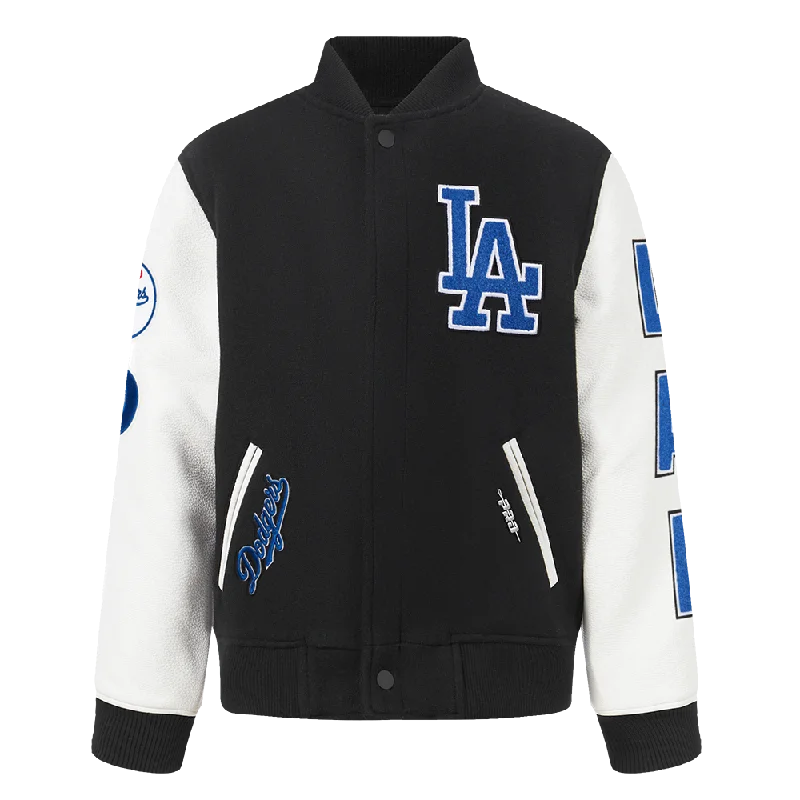 LOS ANGELES DODGERS CLASSIC BIG BOYS WOOL VARSITY JACKET (BLACK/WHITE)