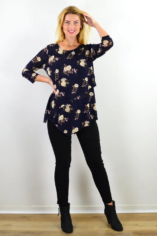 Elegant Floral Print Tunic Top