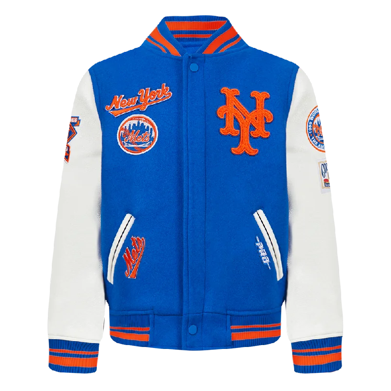 NEW YORK METS RETRO CLASSIC TODDLER BOYS RIB WOOL VARSITY JACKET (ROYAL/ORANGE/ROYAL)