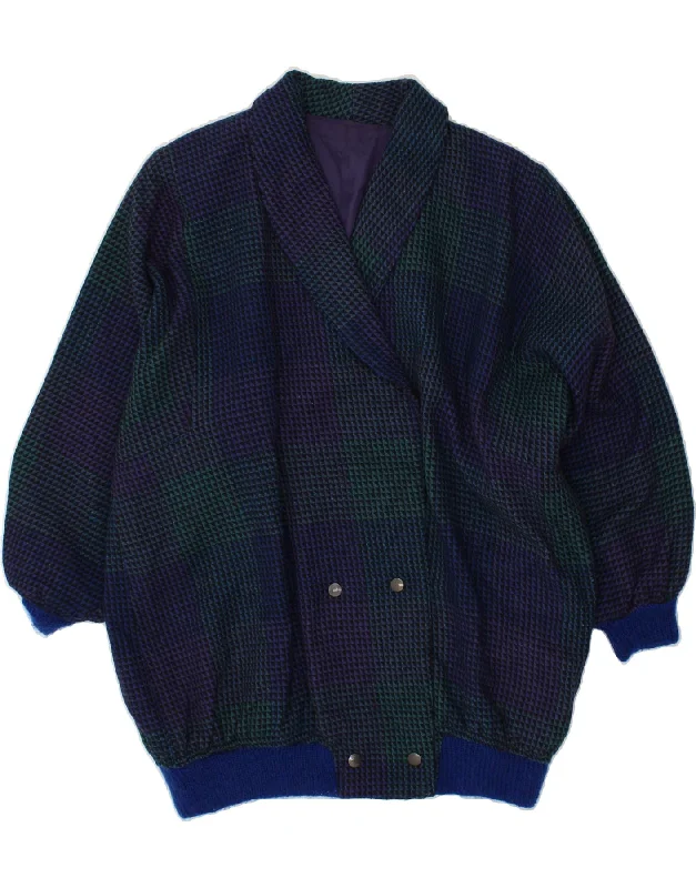 VINTAGE Womens Double Breasted Coat UK 20 2XL Multicoloured Houndstooth