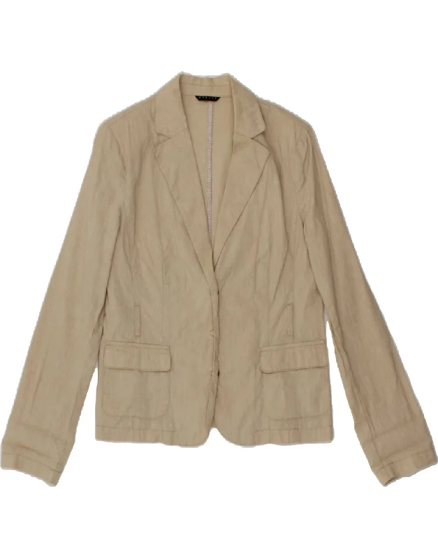 SISLEY Womens 3 Button Blazer Jacket UK 12 Medium Beige