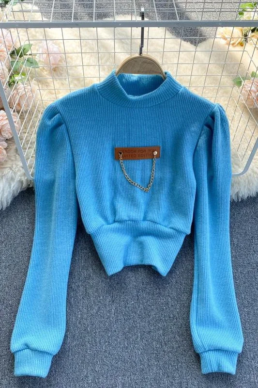 Versatile sweater women's Korean slim design chain sweater  1578