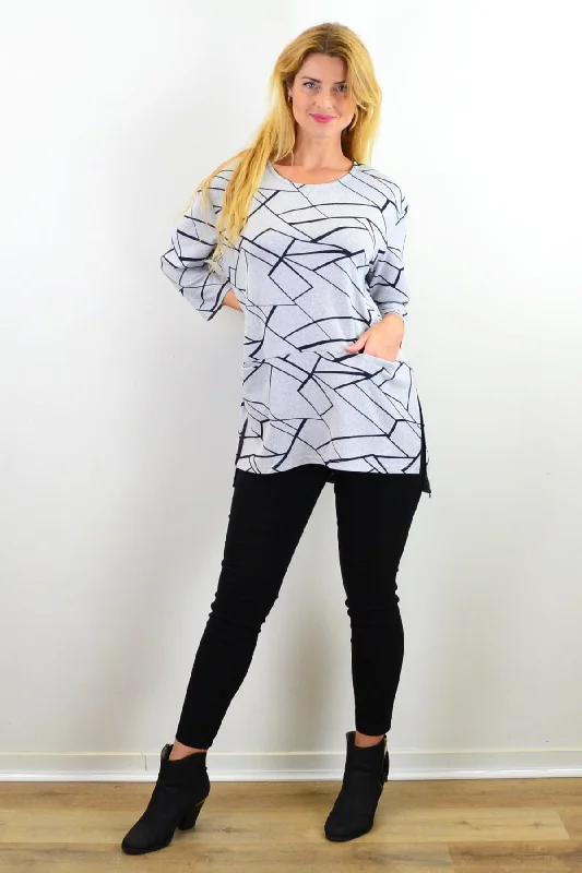 Abstract Lines Print Tunic Top