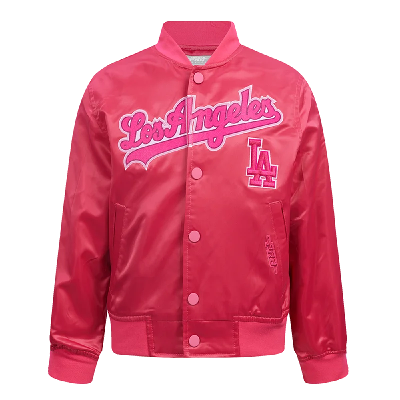 LOS ANGELES DODGERS TRIPLE PINK LITTLE GIRLS SATIN JACKET (BEETROOT PURPLE)