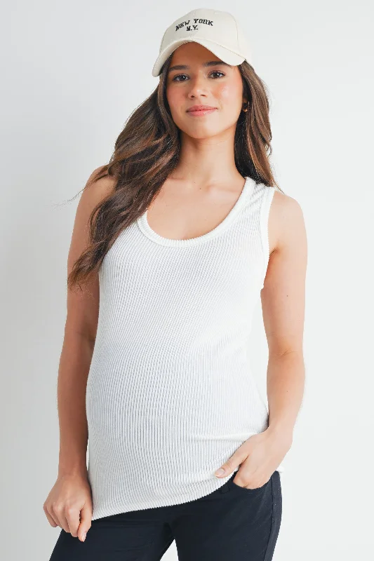 Rib Scoop Neck Maternity Tank Top