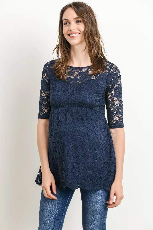 Lace Draped Empire Waist Maternity Top