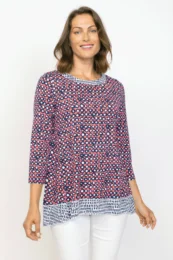 Habitat Spring/Summer Sale, 55325 Pleat Back Dot Tunic, Melon 50% Off Regular Price