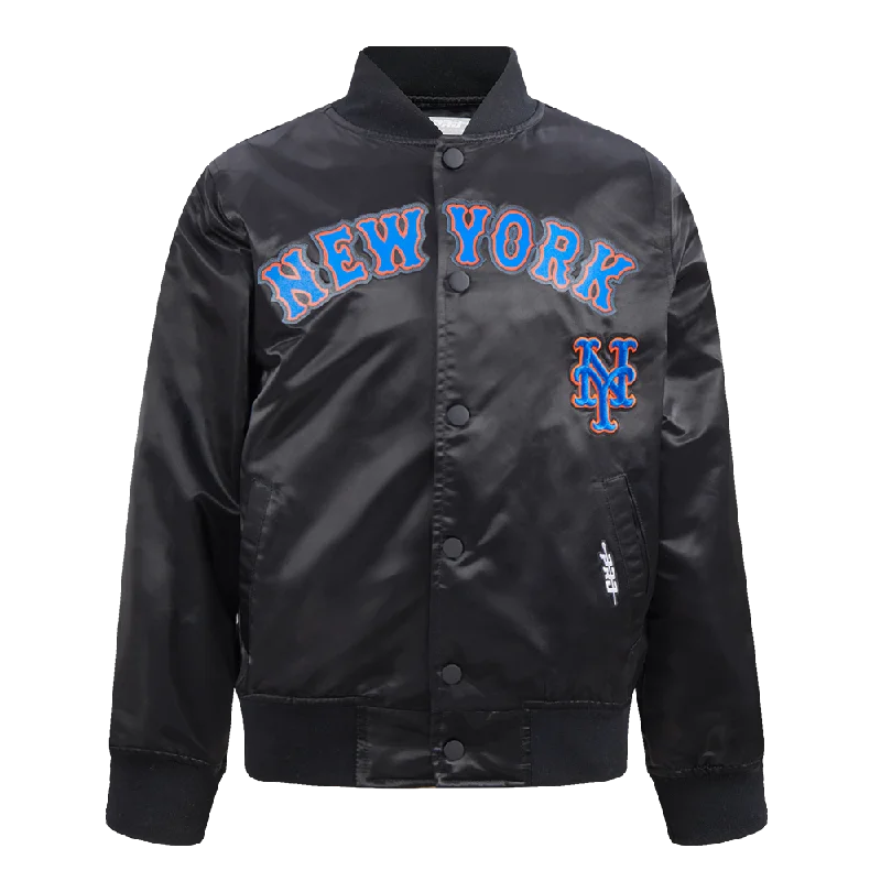 NEW YORK METS CLASSIC BIG BOYS SATIN JACKET (BLACK)