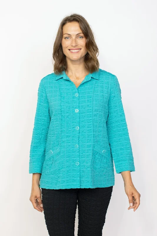 Habitat Spring/Summer Sale, 23715 Pleat Pocket Pucker Shirt, Lake 50% Off Regular Price