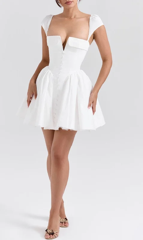 A&A Elegant Puff Pleated Hem A-line Dress