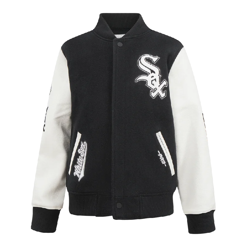 CHICAGO WHITE SOX CLASSIC BIG BOYS WOOL VARSITY JACKET (BLACK/WHITE)