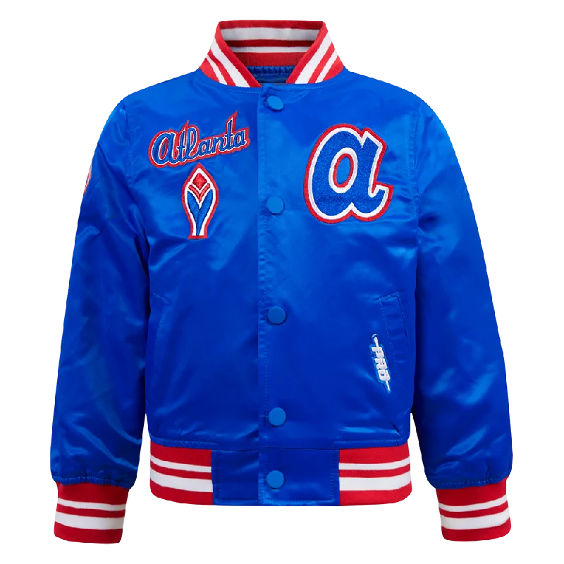 ATLANTA BRAVES RETRO CLASSIC TODDLER BOYS RIB SATIN JACKET (ROYAL BLUE/RED)