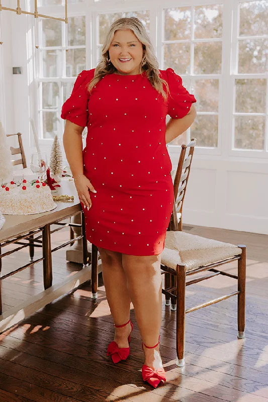 Cranberry Sangria Sippin' Rhinestone Embellished Mini Dress Curves