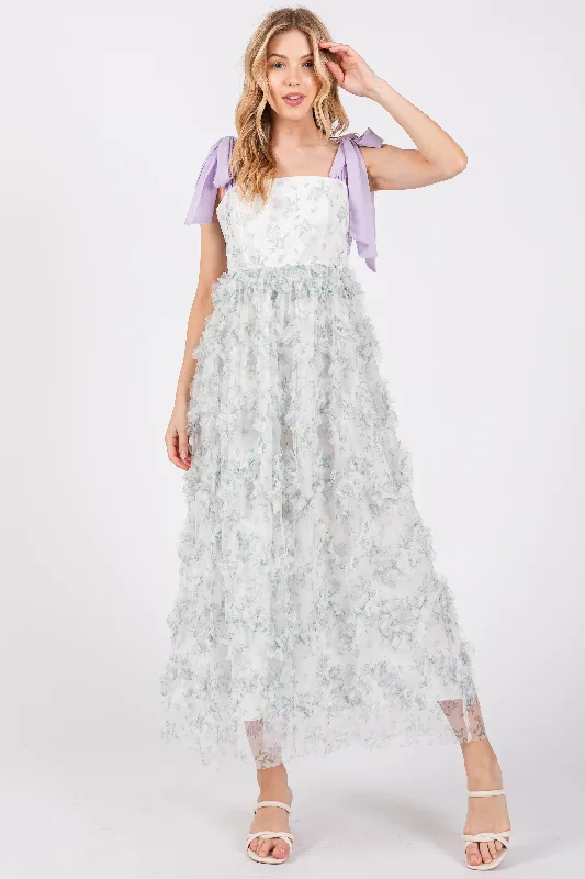 Lavender Floral Ruffle Tiered Maxi Dress