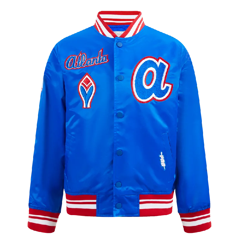 ATLANTA BRAVES RETRO CLASSIC BIG BOYS RIB SATIN JACKET (ROYAL BLUE/RED)