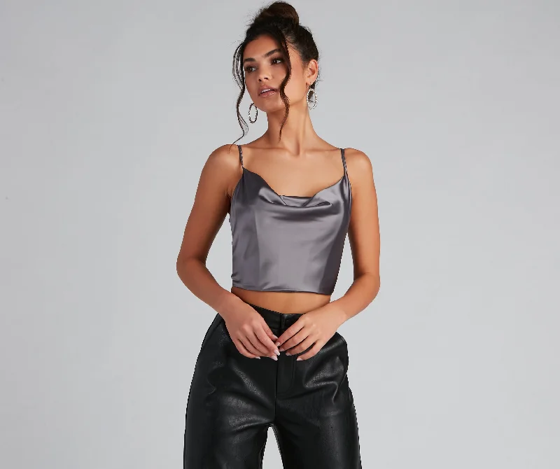 Sleek And Fab Satin Crop Top