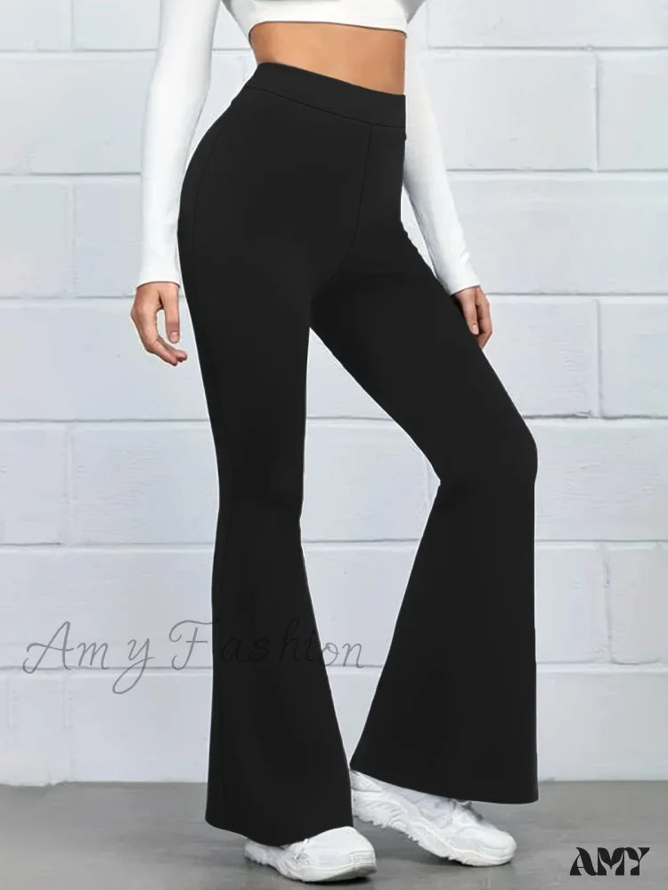 Plus-Size Elegant Fashion Solid Color Straight Pants