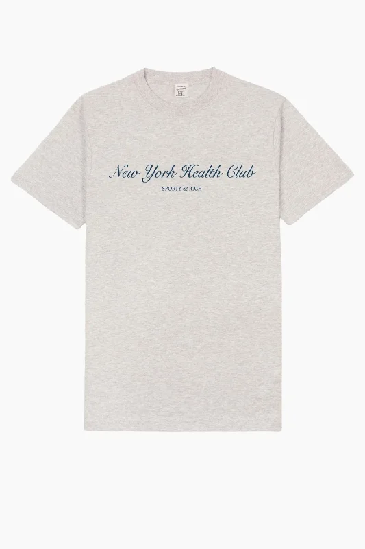 Sporty & Rich NY Health Club T-Shirt - Heather Grey/ Navy