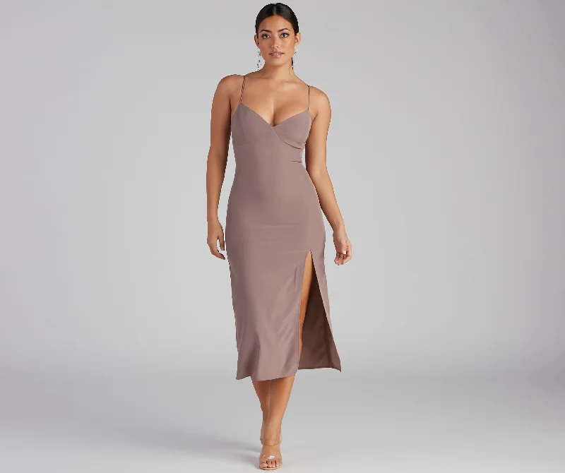 Effortlessly Chic High Charming Slit Slip Dress