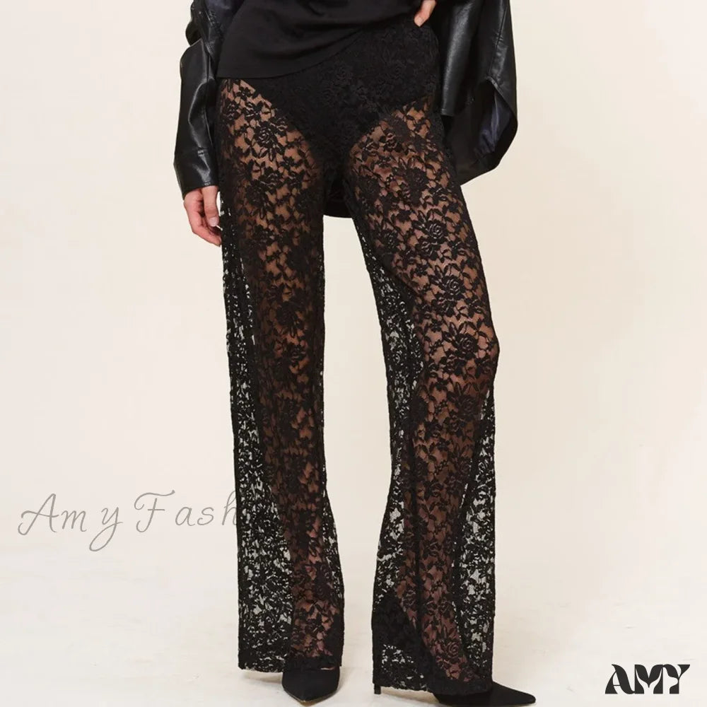 Sheer Pants Transparent Halloween Sexy Lace