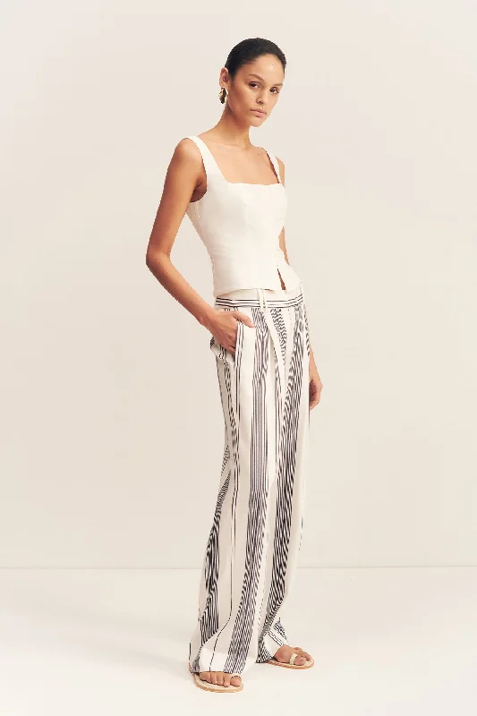 HARLOW TAILORED SLOUCH PANT - IVORY/ NAVY