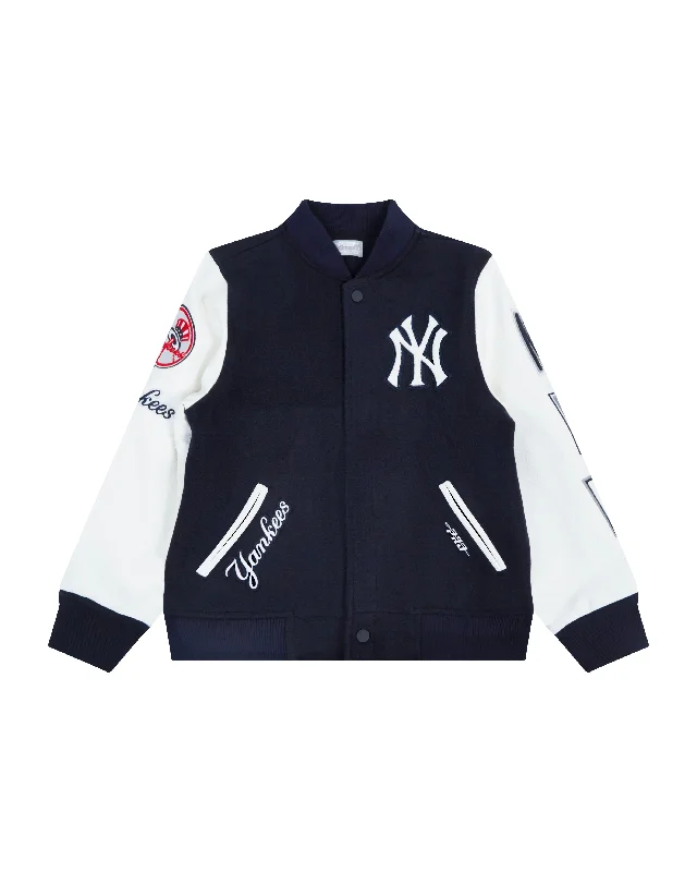 NEW YORK YANKEES CLASSIC BIG BOYS WOOL VARSITY JACKET (MIDNIGHT NAVY/WHITE)