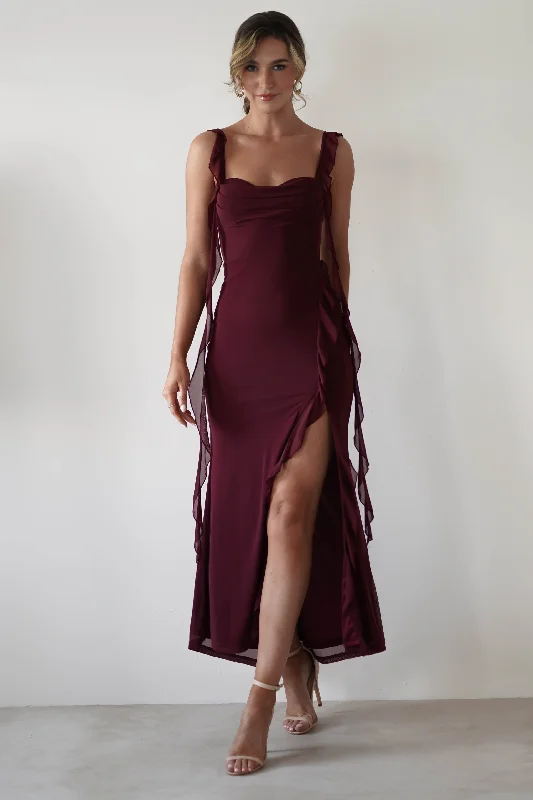 Mhissa Ruffle Maxi Dress | Burgundy