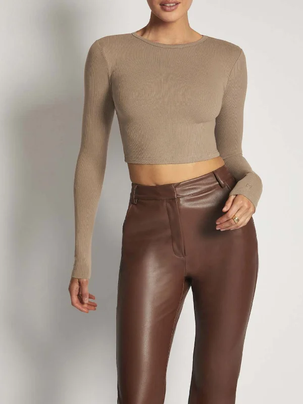 TastyHottie - Utility Rib Long Sleeve Crop Top