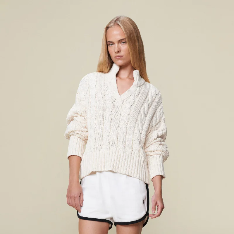 Candela Split Neck Cable - Cotton Knit