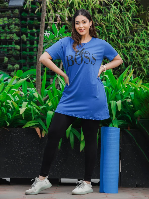 Ocean Blue Relaxed Fit Long T-Shirt for Women Perfect for Outings