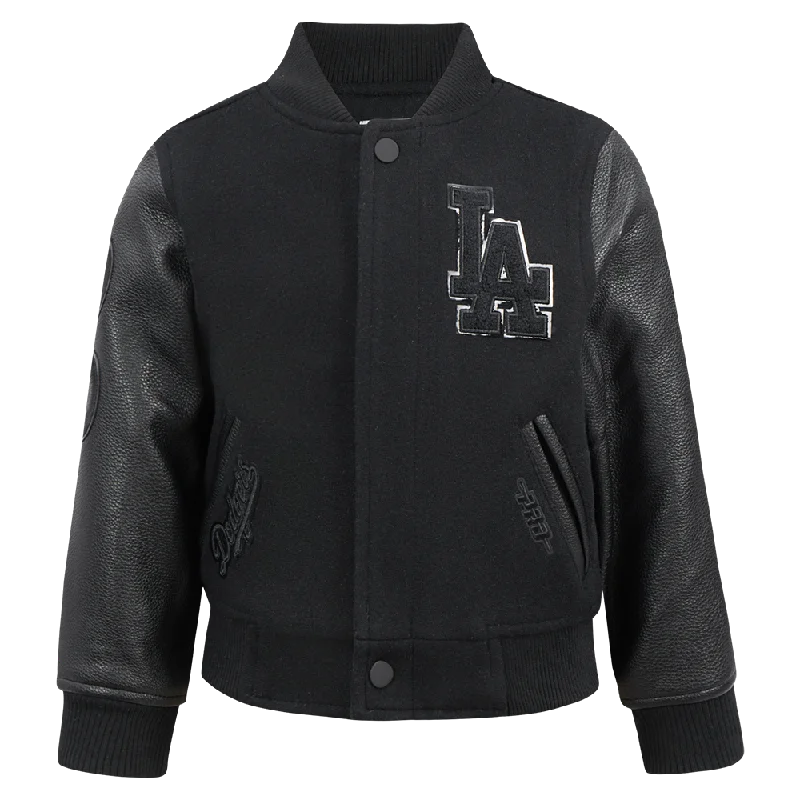 LOS ANGELES DODGERS TRIPLE BLACK TODDLER BOYS WOOL VARSITY JACKET (JET BLACK)