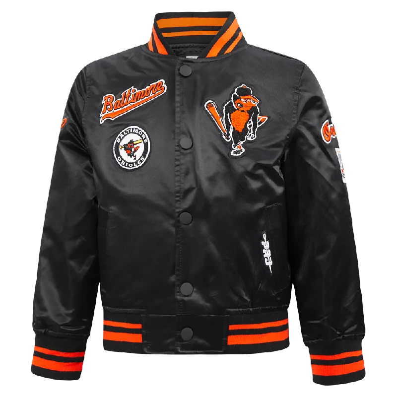 BALTIMORE ORIOLES RETRO CLASSIC TODDLER BOYS RIB SATIN JACKET (BLACK/ORANGE)