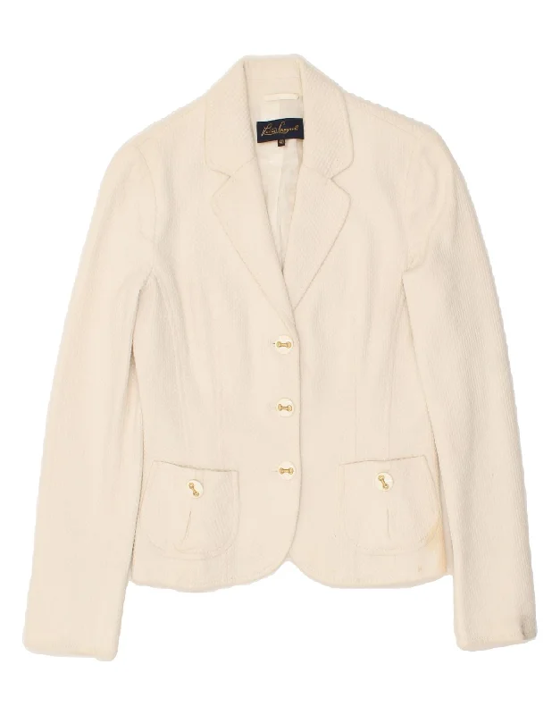 LUISA SPAGNOLI Womens 3 Button Blazer Jacket IT 40 Small Off White Cotton