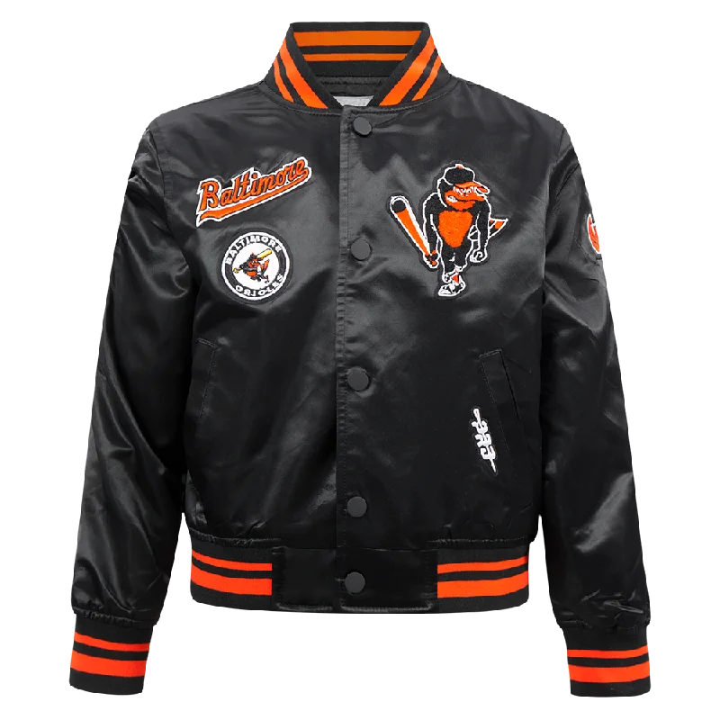 BALTIMORE ORIOLES RETRO CLASSIC LITTLE BOYS RIB SATIN JACKET (BLACK/ORANGE)