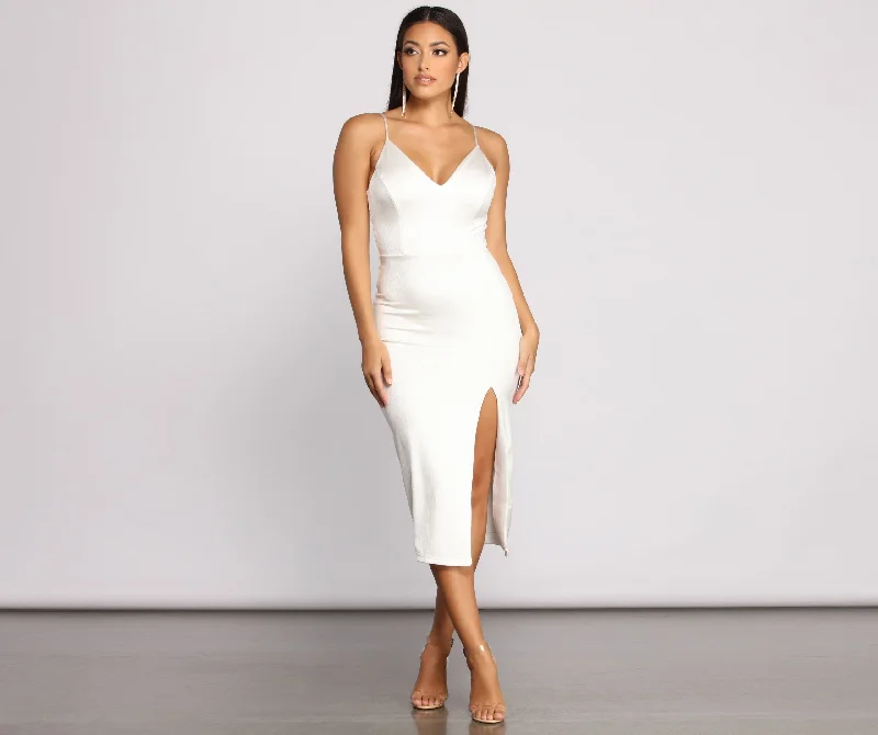 Mila Formal High Charming Slit Midi Dress