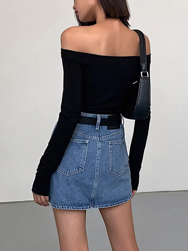 TastyHottie - Off Shoulder Crop Long Sleeve Crop Shirt