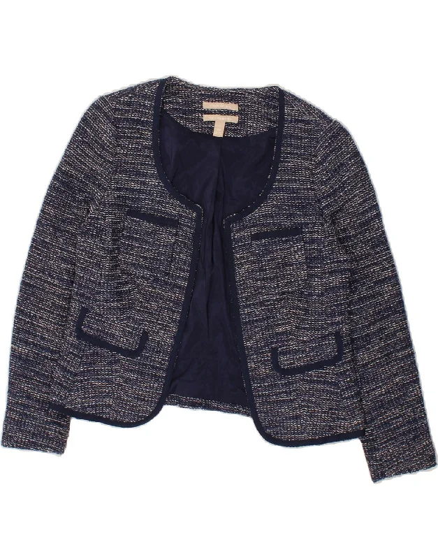 BANANA REPUBLIC Womens Crop Open Blazer Jacket US 2 XS Navy Blue Cotton