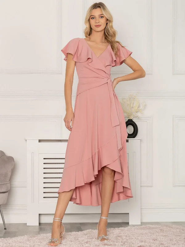 Jolie Moi Alleigh Frill Maxi Dress, Dusty Pink