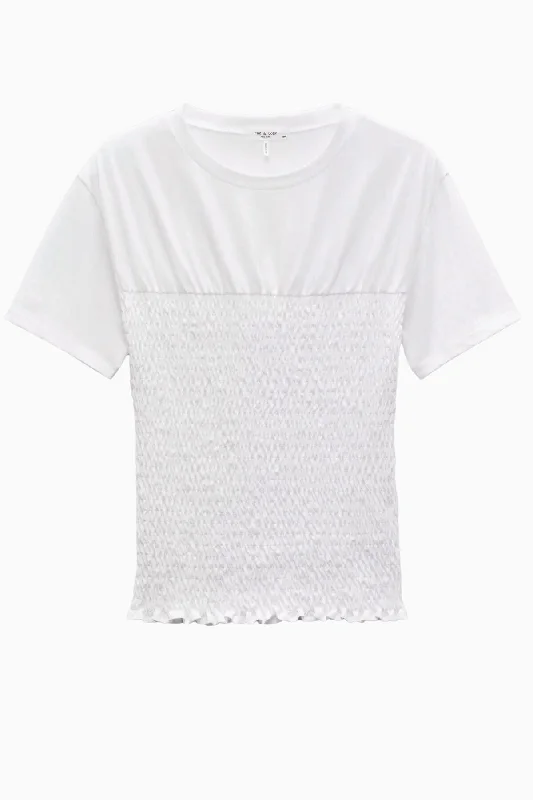 Rag & Bone Smocked Cotton Tee - White