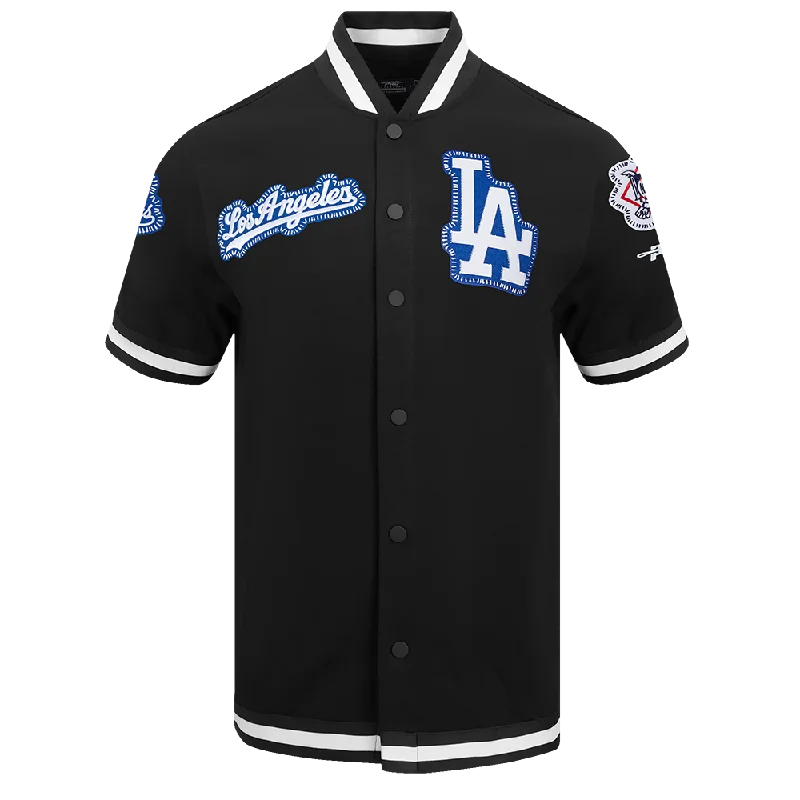 MLB LOS ANGELES DODGERS DIY PICK STITCH MEN'S DOUBLE KNIT SHORT SLEEVE JACKET (BLACK)