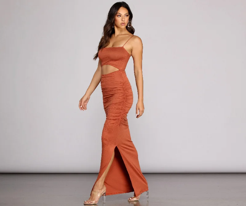 Ruched To The Charming Maxi Knit Dress