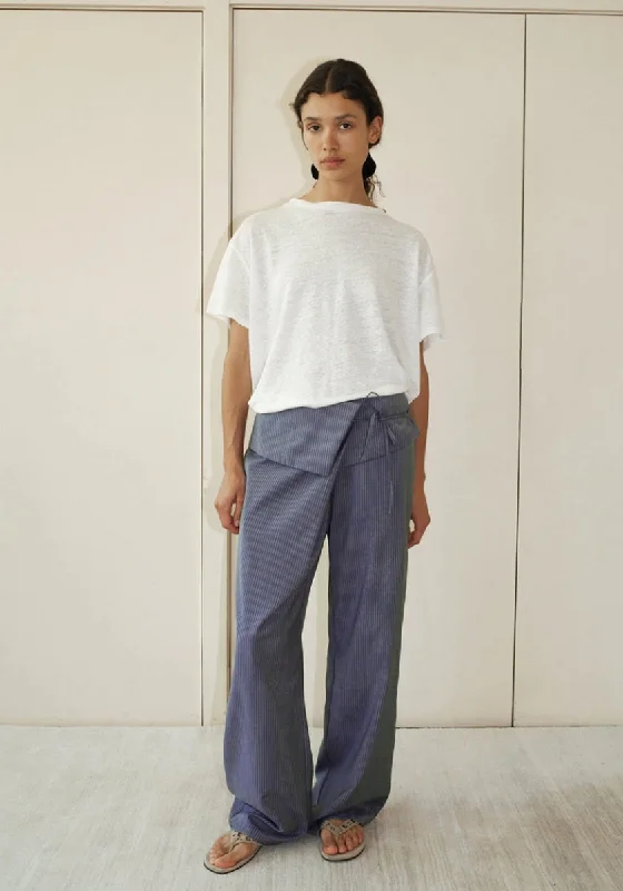 Folded Wool Pant - Navy