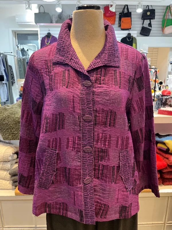 Habitat Fall/Winter Sale, 35049 Pleat Back Jacket, Plum 50% Off Regular Price