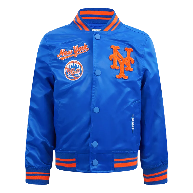 NEW YORK METS RETRO CLASSIC TODDLER BOYS RIB SATIN JACKET (ROYAL/ORANGE/ROYAL)