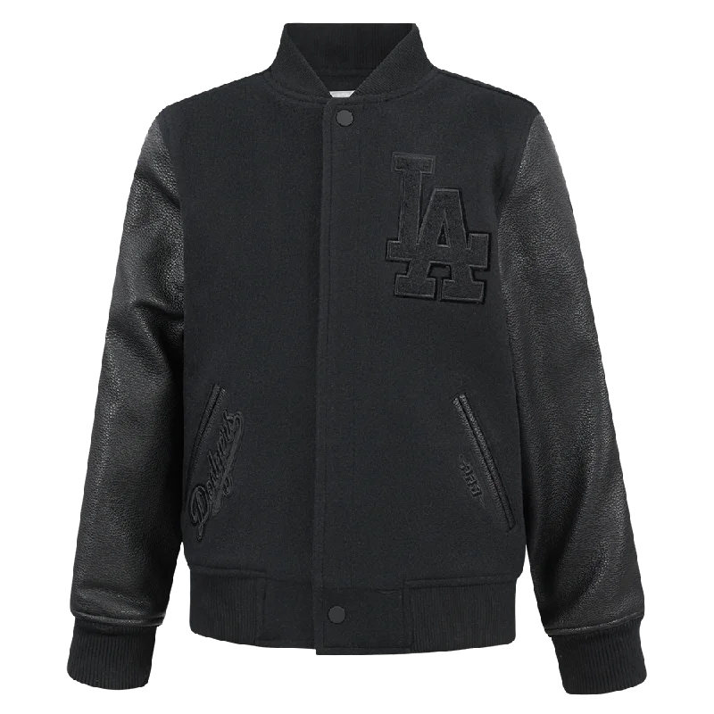 LOS ANGELES DODGERS TRIPLE BLACK BIG BOYS WOOL VARSITY JACKET (JET BLACK)