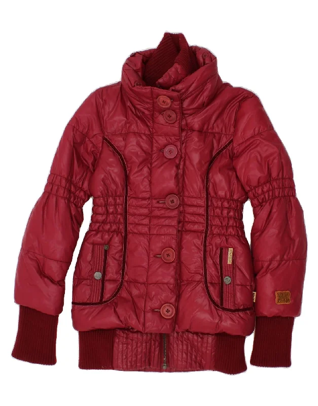 KHUJO Womens Padded Coat UK 10 Small Red Nylon