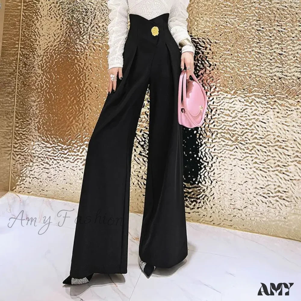 Stylish High Waist Three-Dimensional Spliced Wide Leg Pants